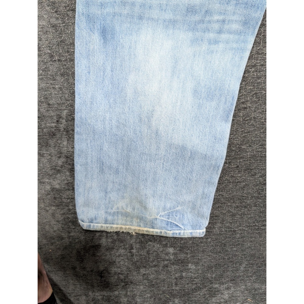 Aeropostale Benton Original Bootcut Jeans Mens 35x27 Light Wash Distressed Blue - Picture 3 of 9